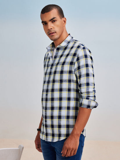 Grey Checked Denim Shirt