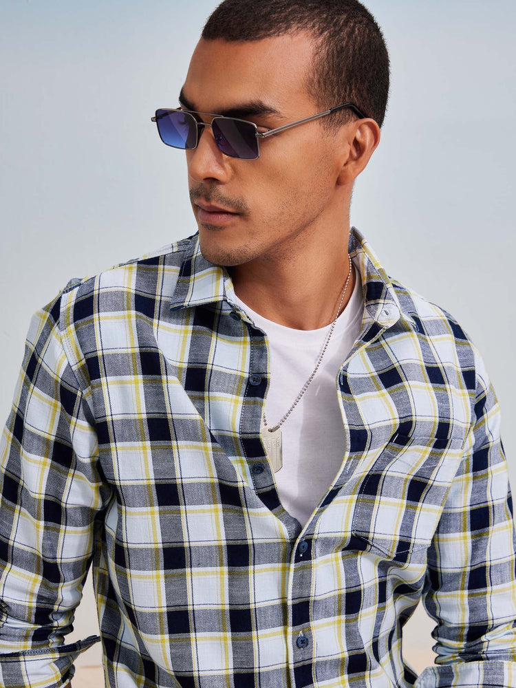 Grey Checked Denim Shirt