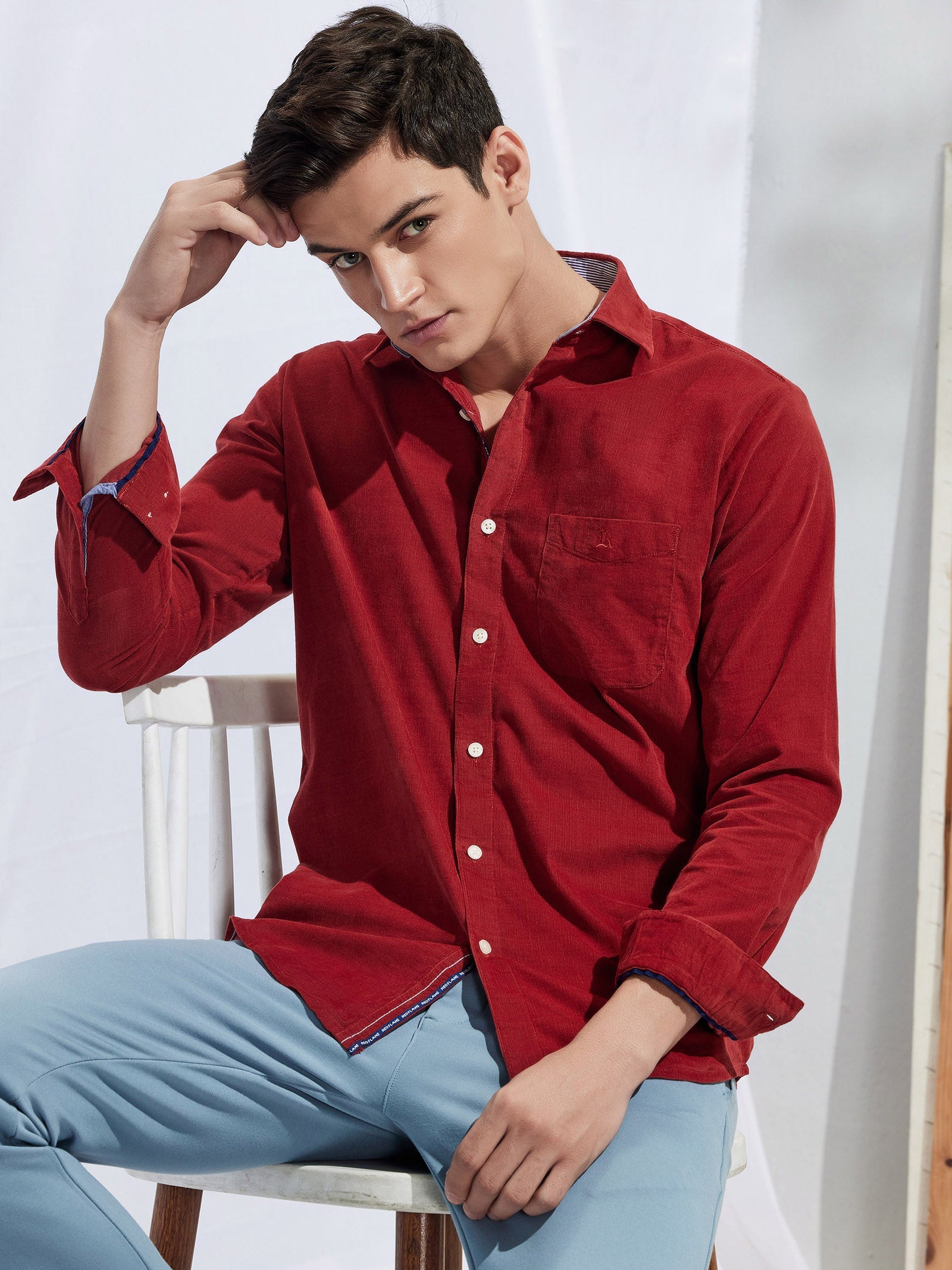 Red Fine Corduroy Shirt