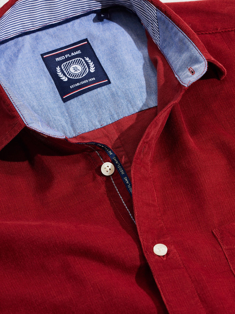 Red Fine Corduroy Shirt