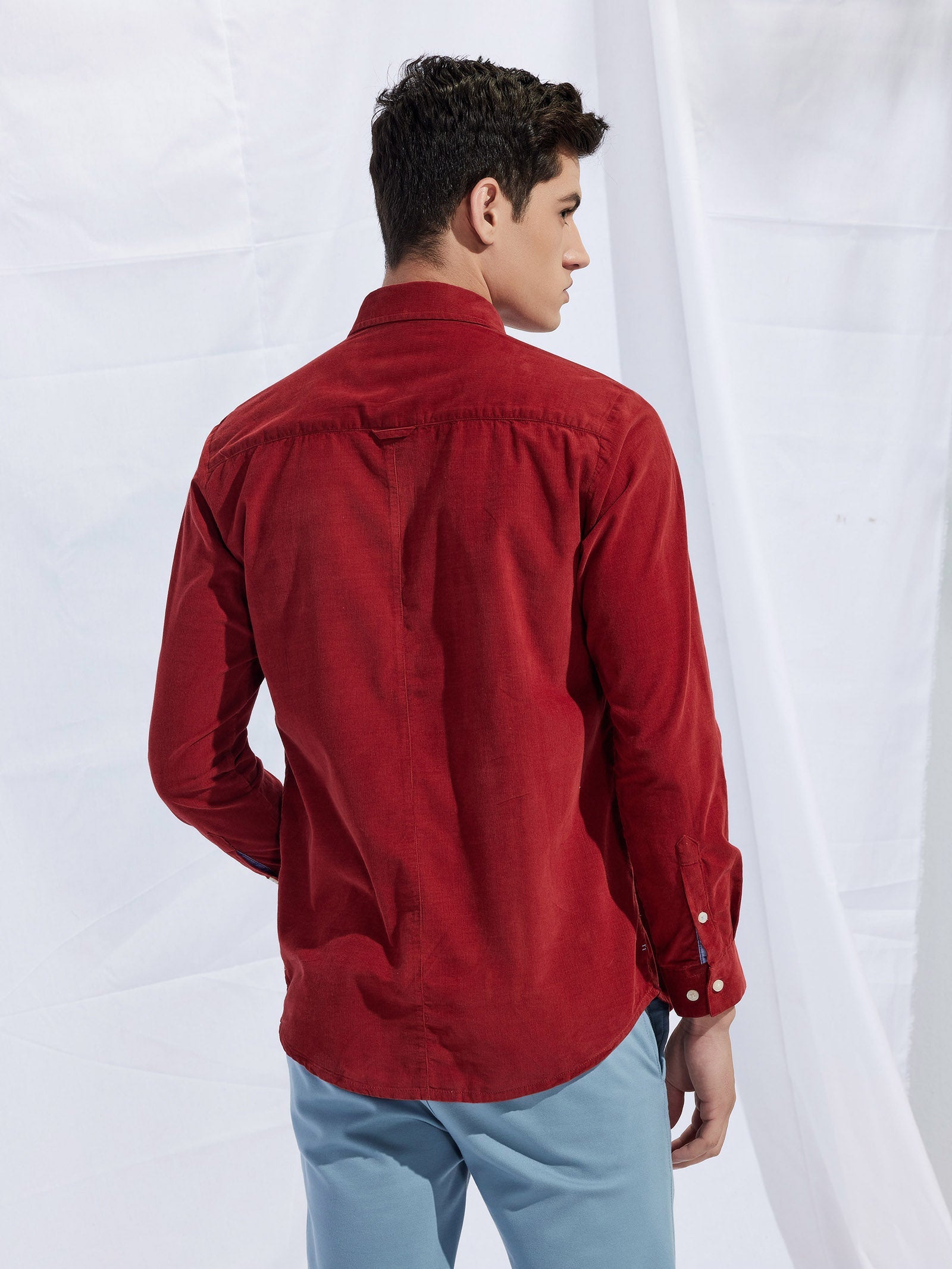 Red Fine Corduroy Shirt