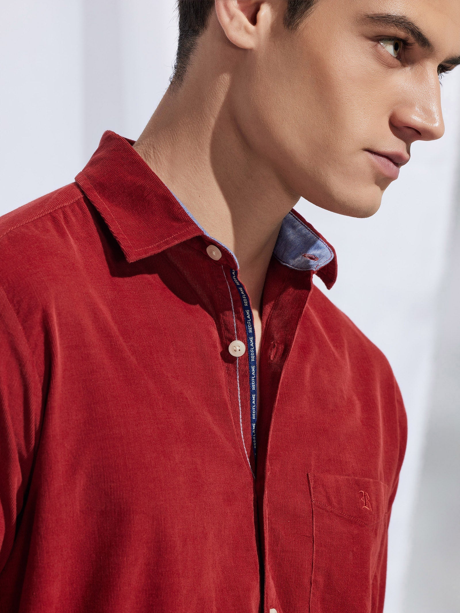 Red Fine Corduroy Shirt