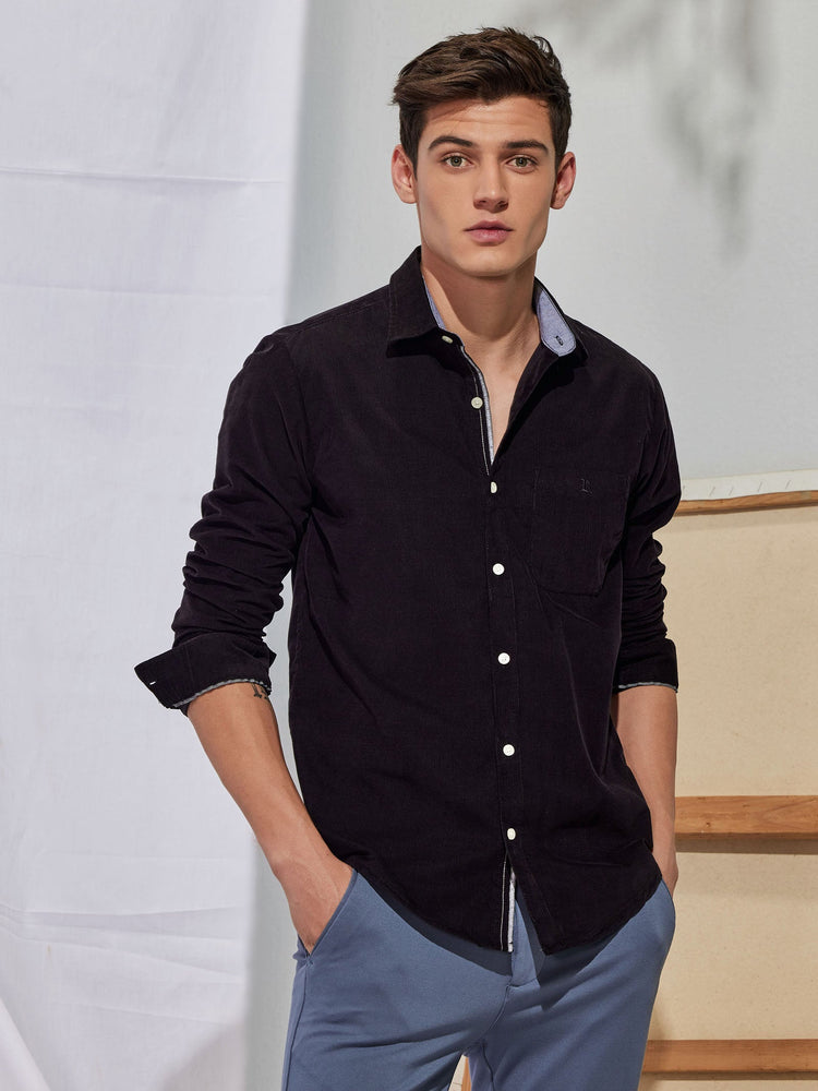 Black Fine Corduroy Shirt