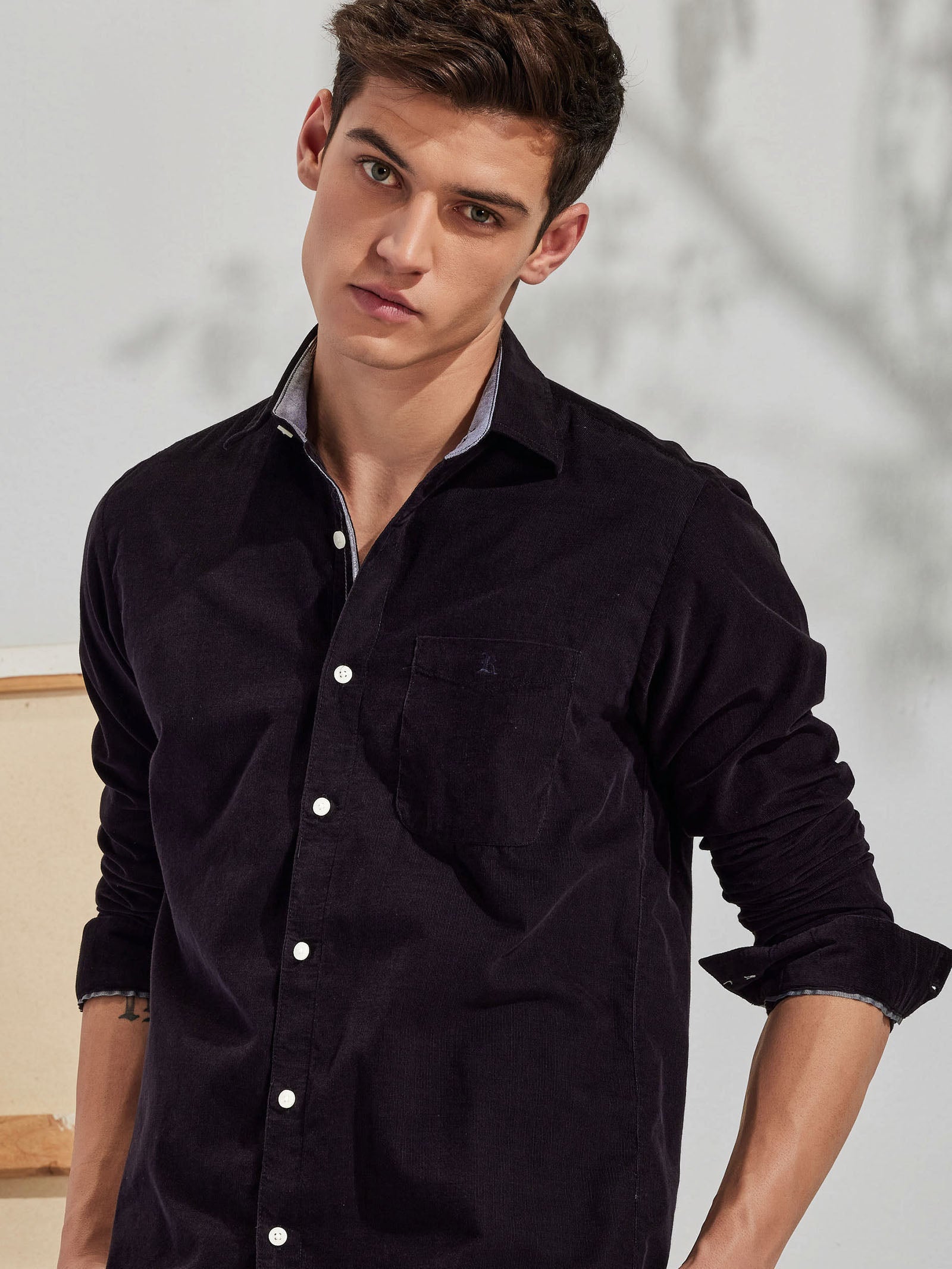 Black Fine Corduroy Shirt