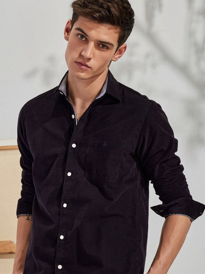 Black Fine Corduroy Shirt