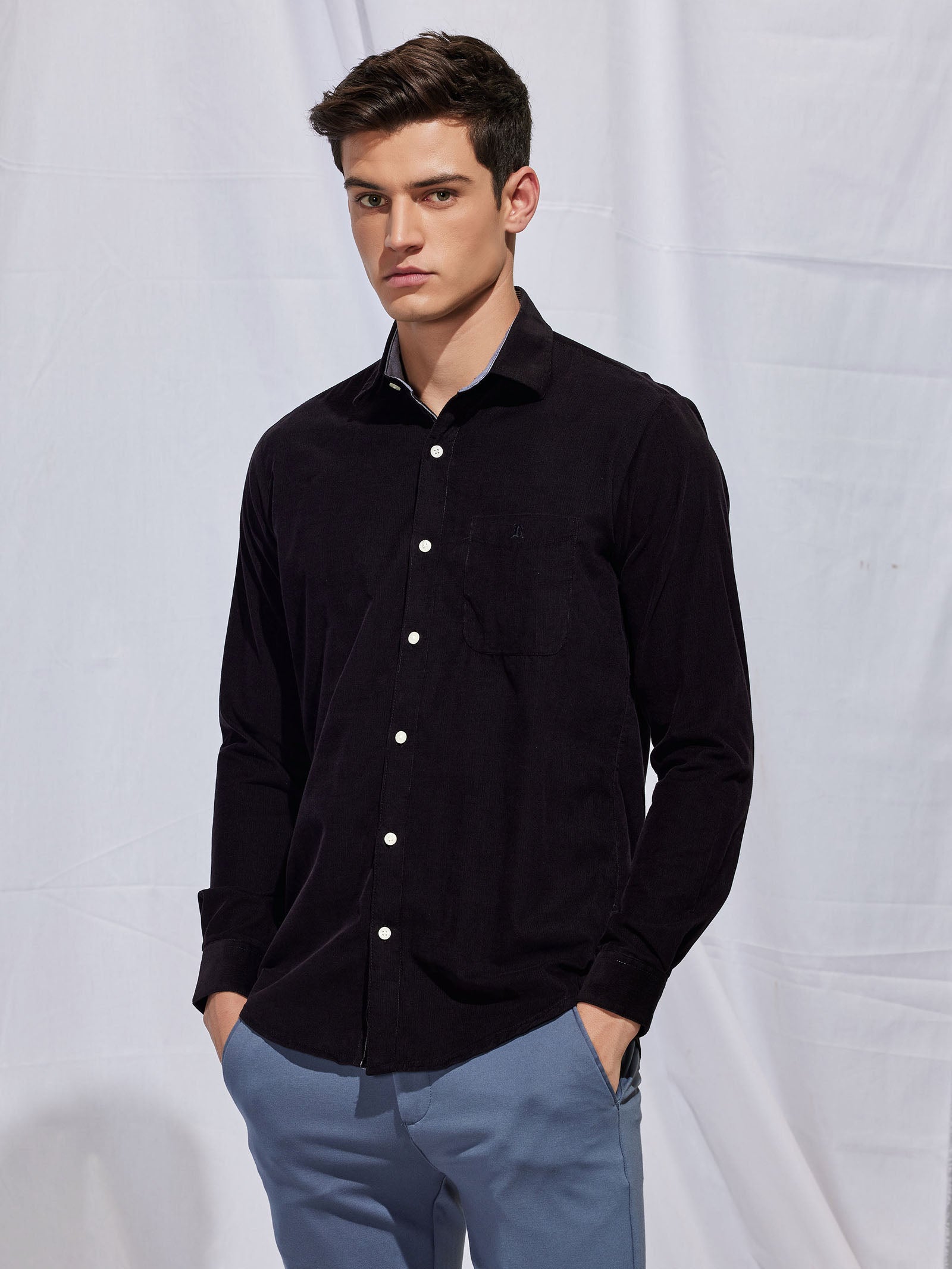 Black Fine Corduroy Shirt