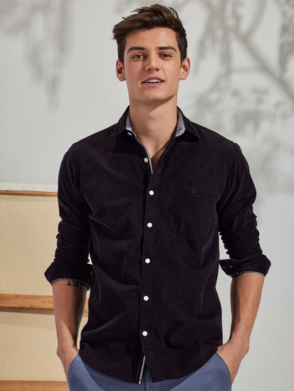 Black Fine Corduroy Shirt