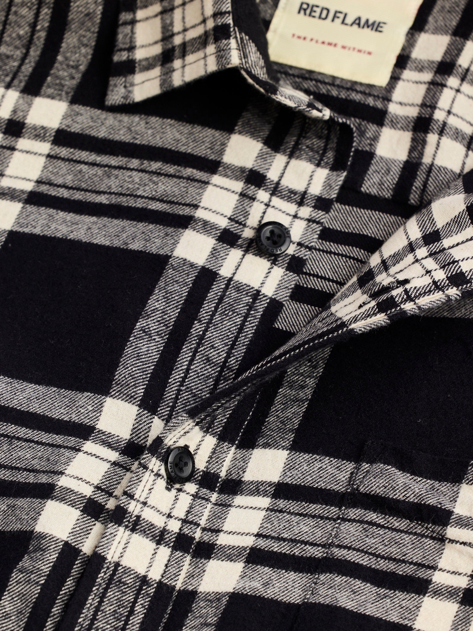 Black Brushed Cotton Checked Shirt