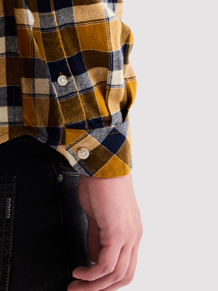 Yellow Brushed Cotton Checked Shirt