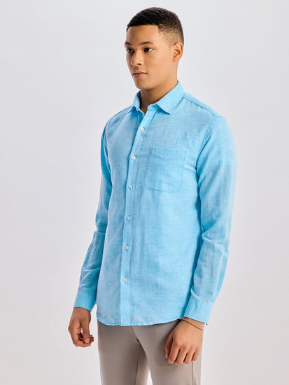 Sky Blue Linen Casual Shirt