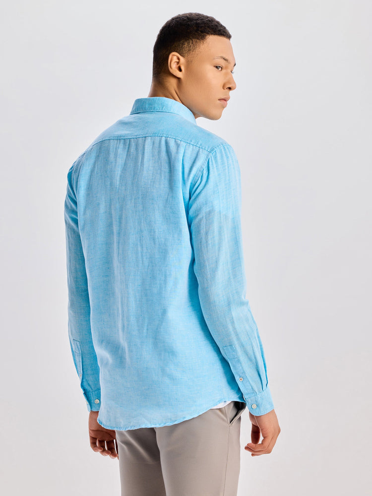 Sky Blue Linen Casual Shirt