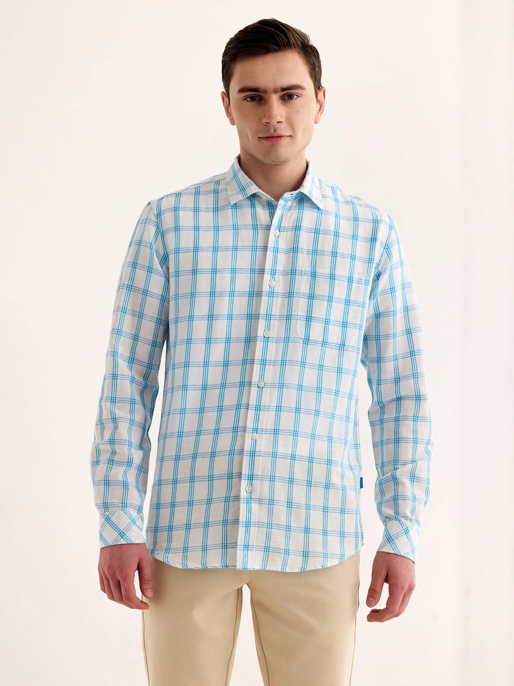 Blue Checked Linen Shirt