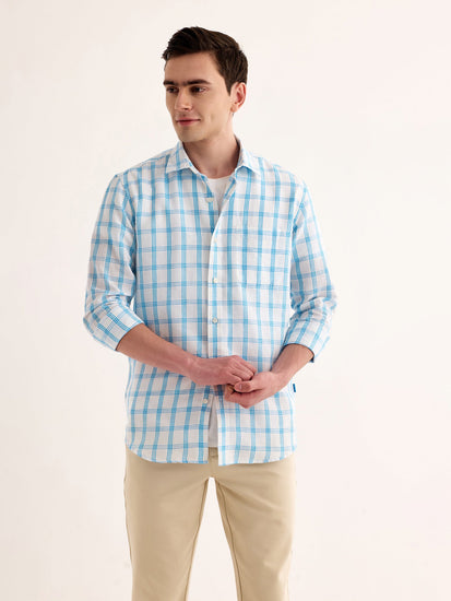 Blue Checked Linen Shirt