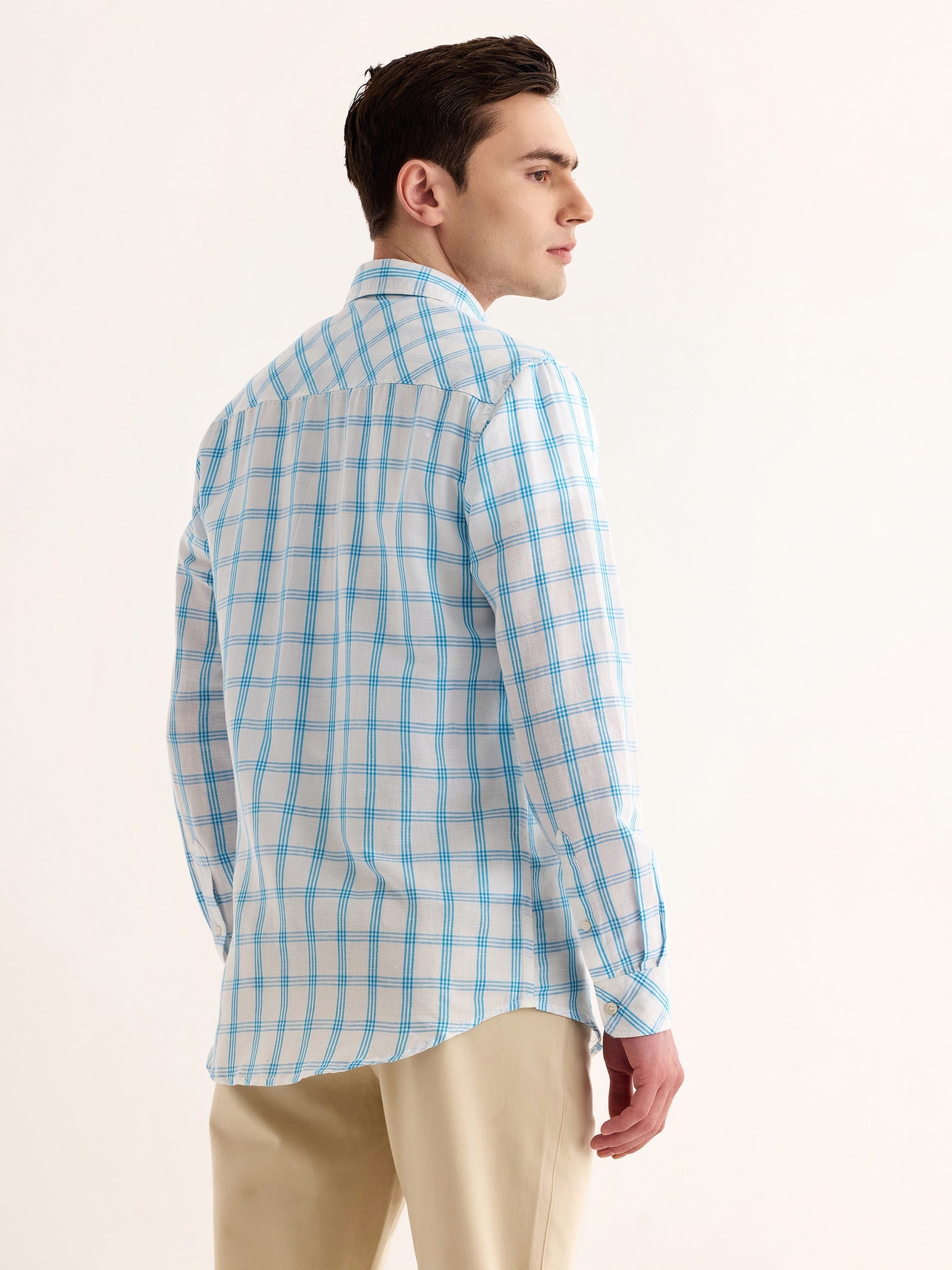 Blue Checked Linen Shirt