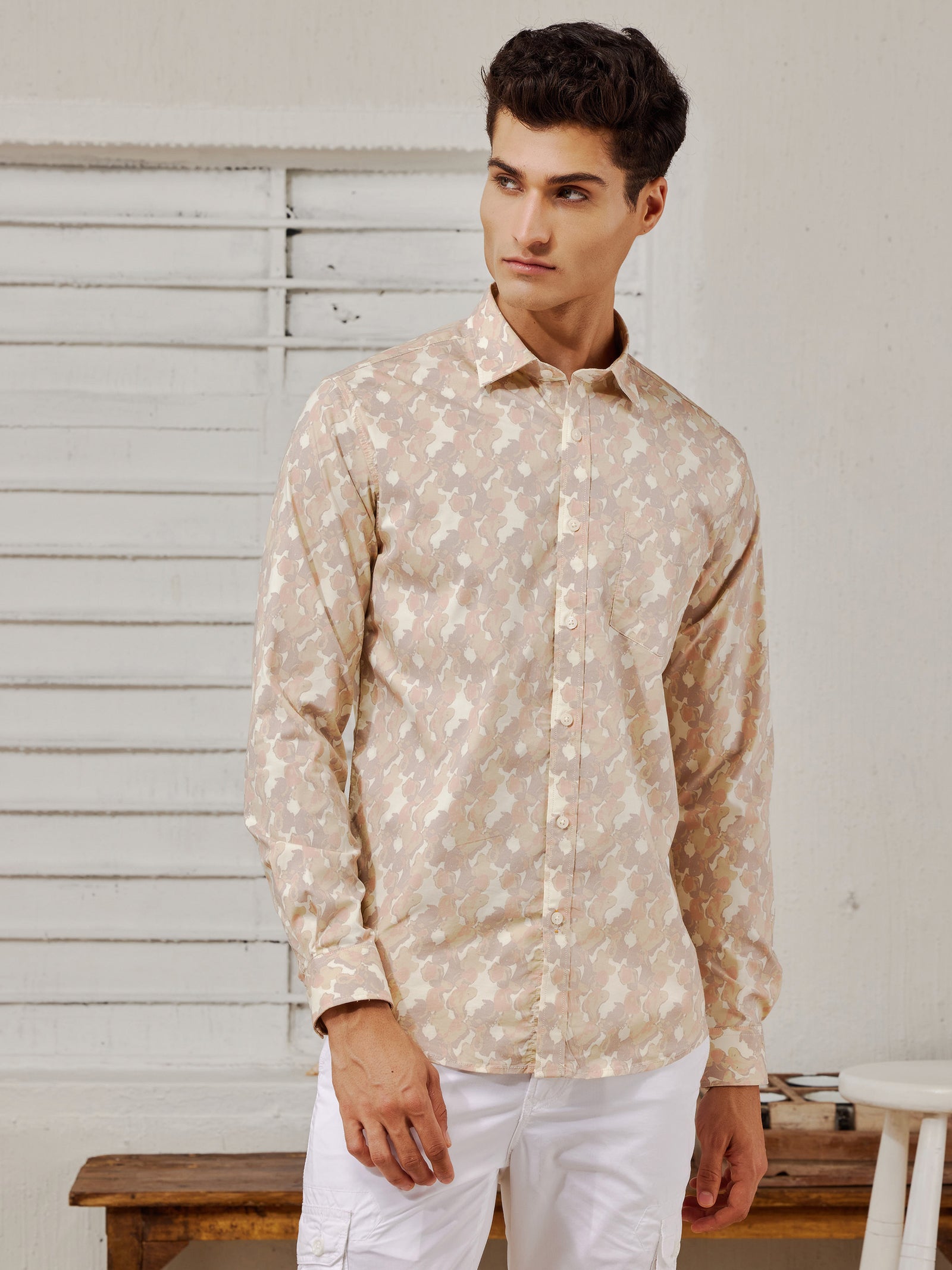 Cream Printed Shirt