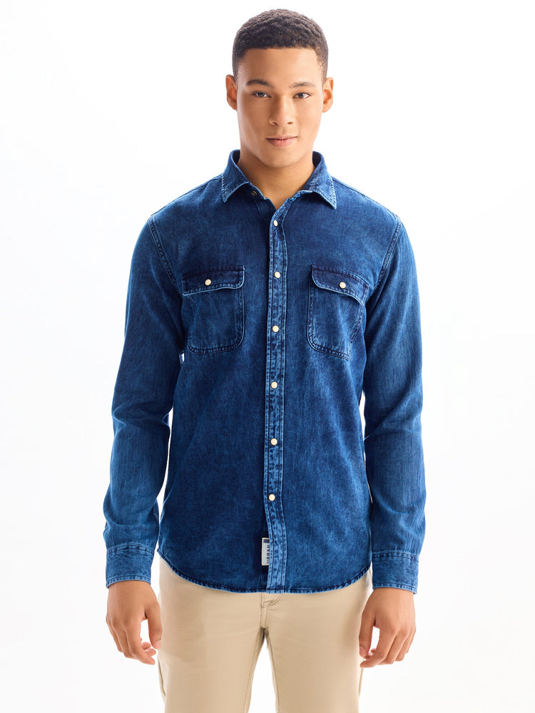 Navy Casual Denim Shirt