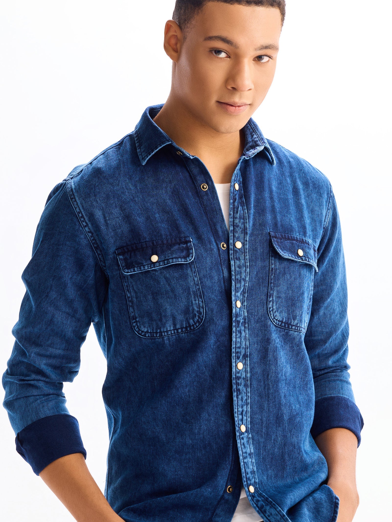 Navy Casual Denim Shirt