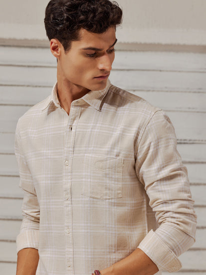 Cream Checked Shirt