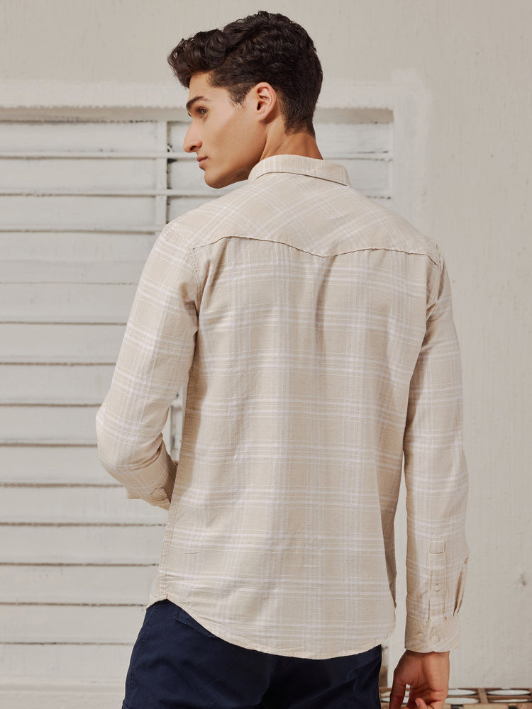 Cream Checked Shirt