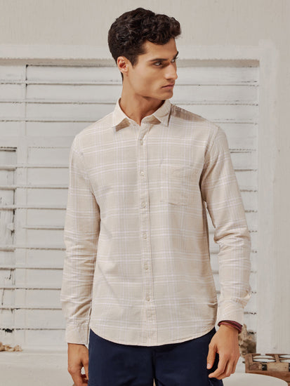 Cream Checked Shirt