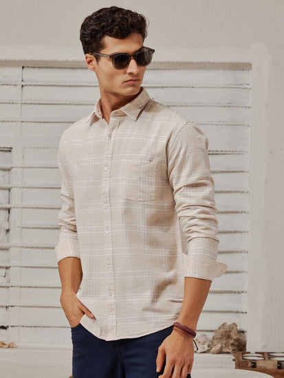 Cream Checked Shirt