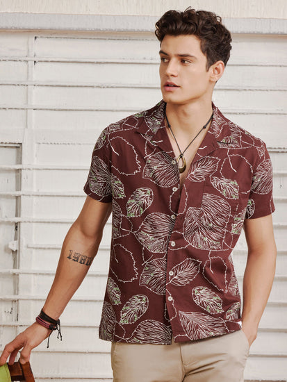 Brown Printed Resort Shirt