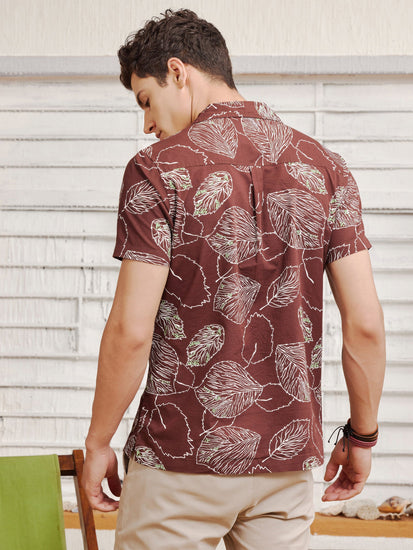 Brown Printed Resort Shirt