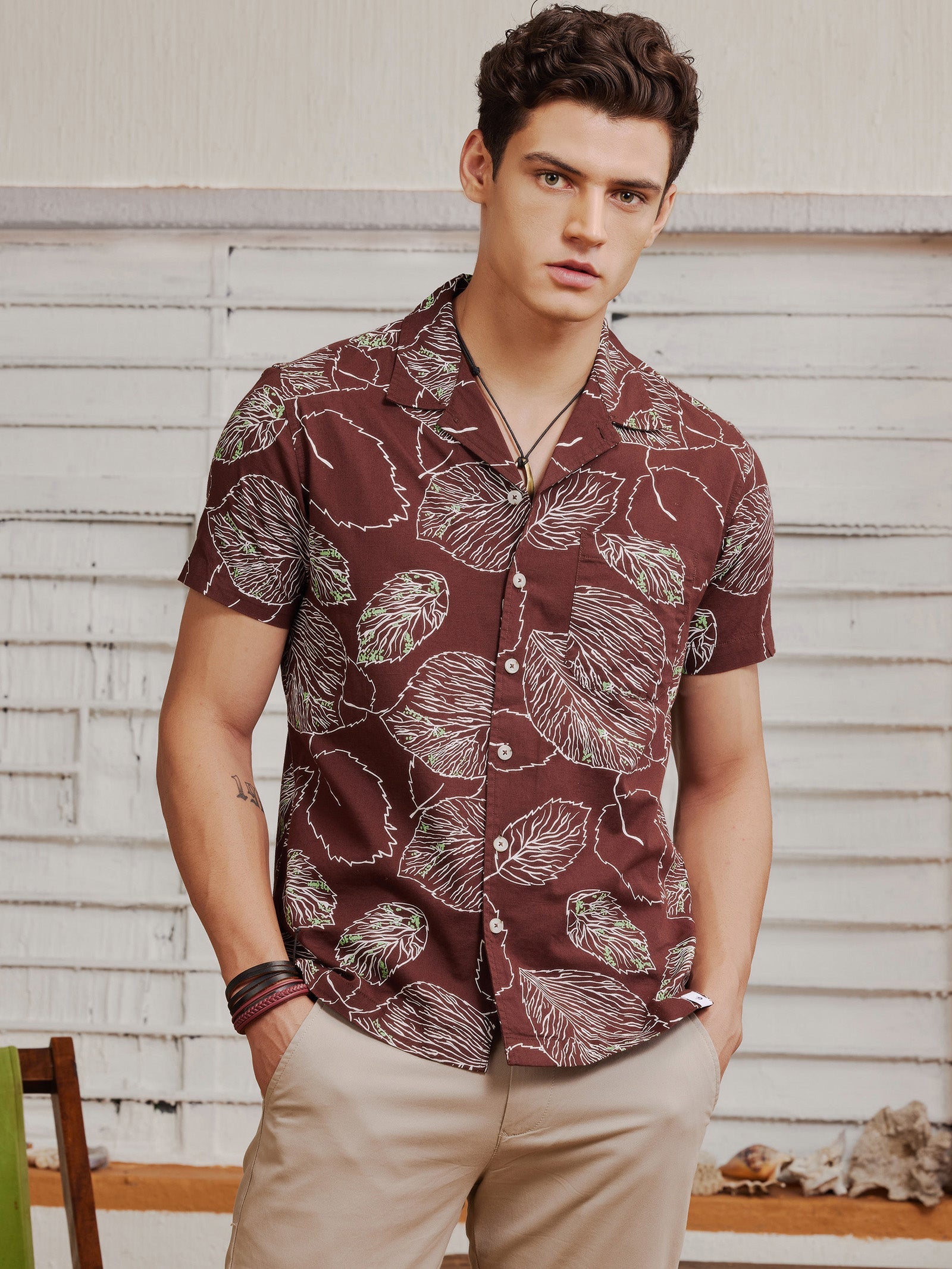 Brown Printed Resort Shirt