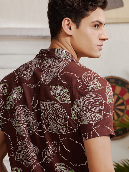 Brown Printed Resort Shirt