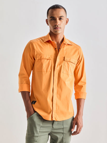 Orange Stretch Cargo Shirt