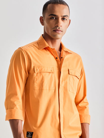 Orange Stretch Cargo Shirt