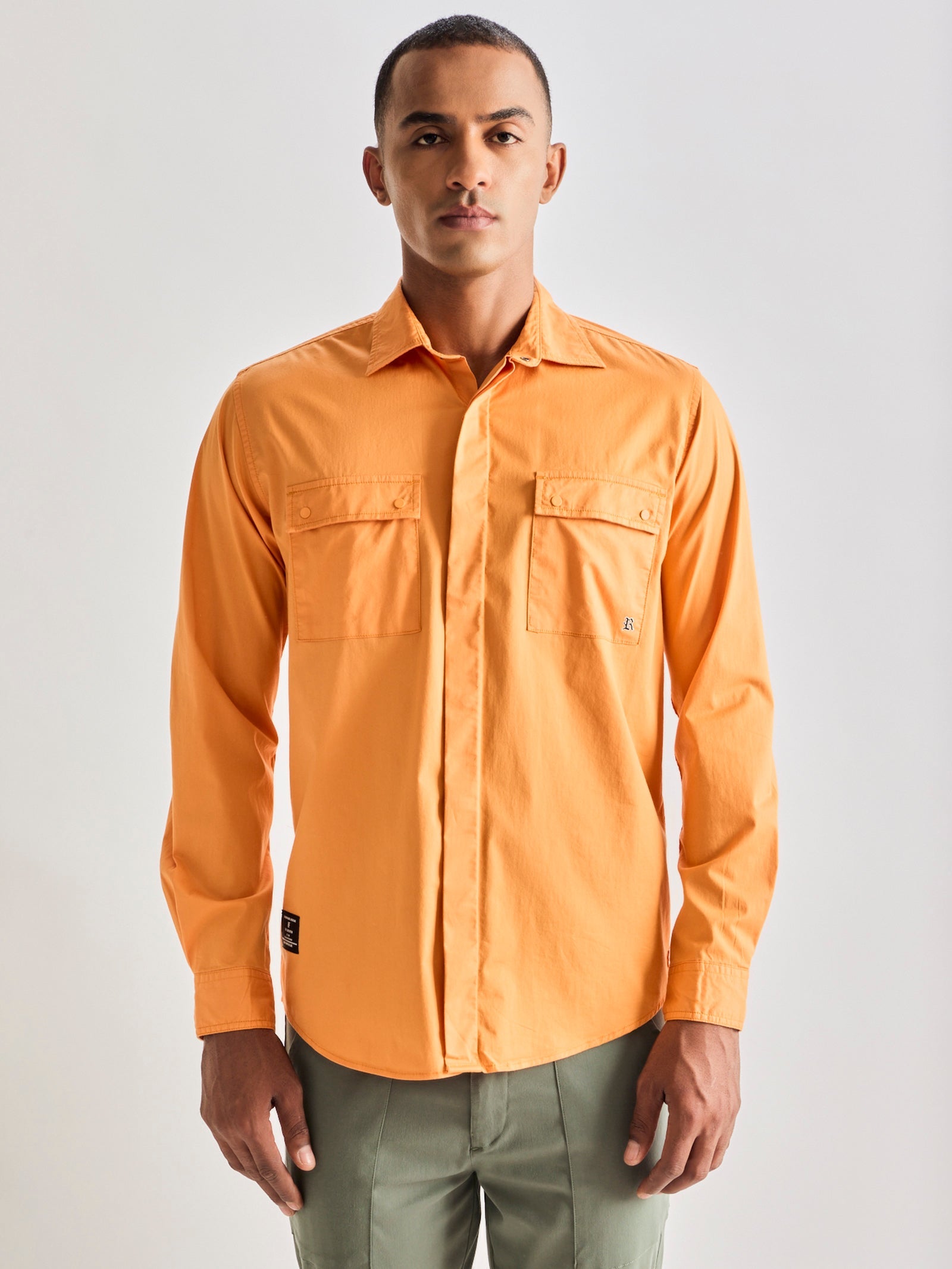 Orange Stretch Cargo Shirt