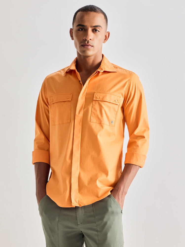 Orange Stretch Cargo Shirt