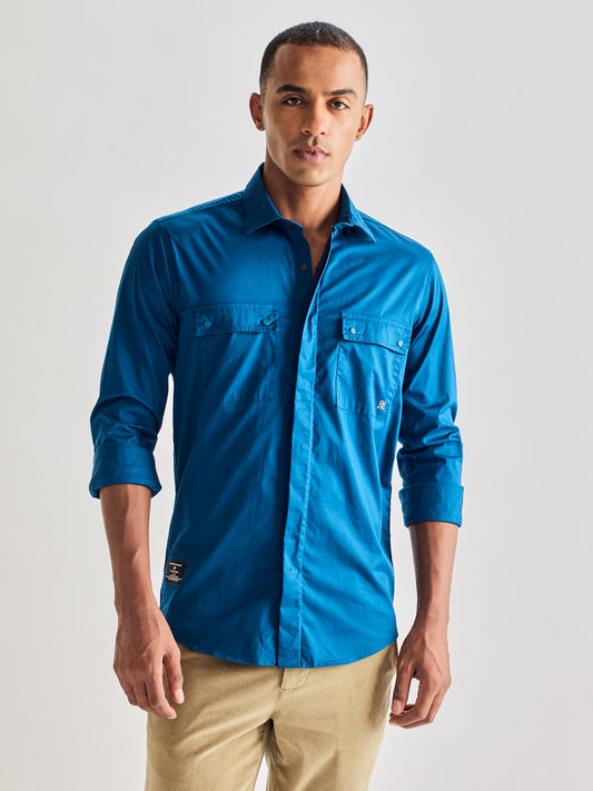 Navy Stretch Cargo Shirt