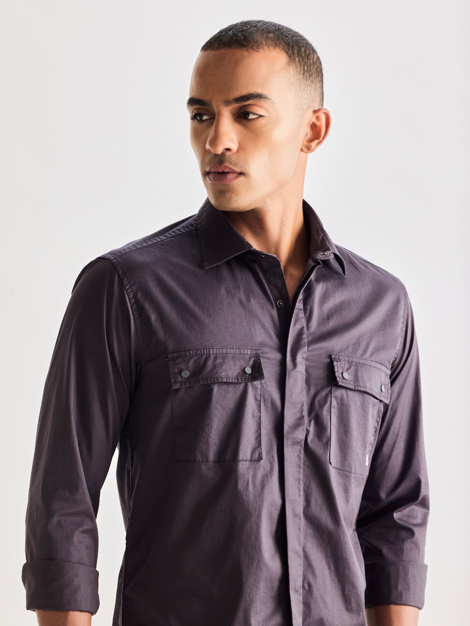 Grey Stretch Cargo Shirt