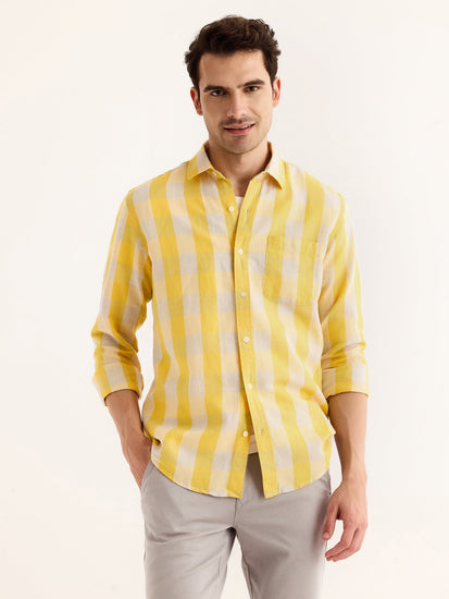 Yellow Checked Linen Shirt