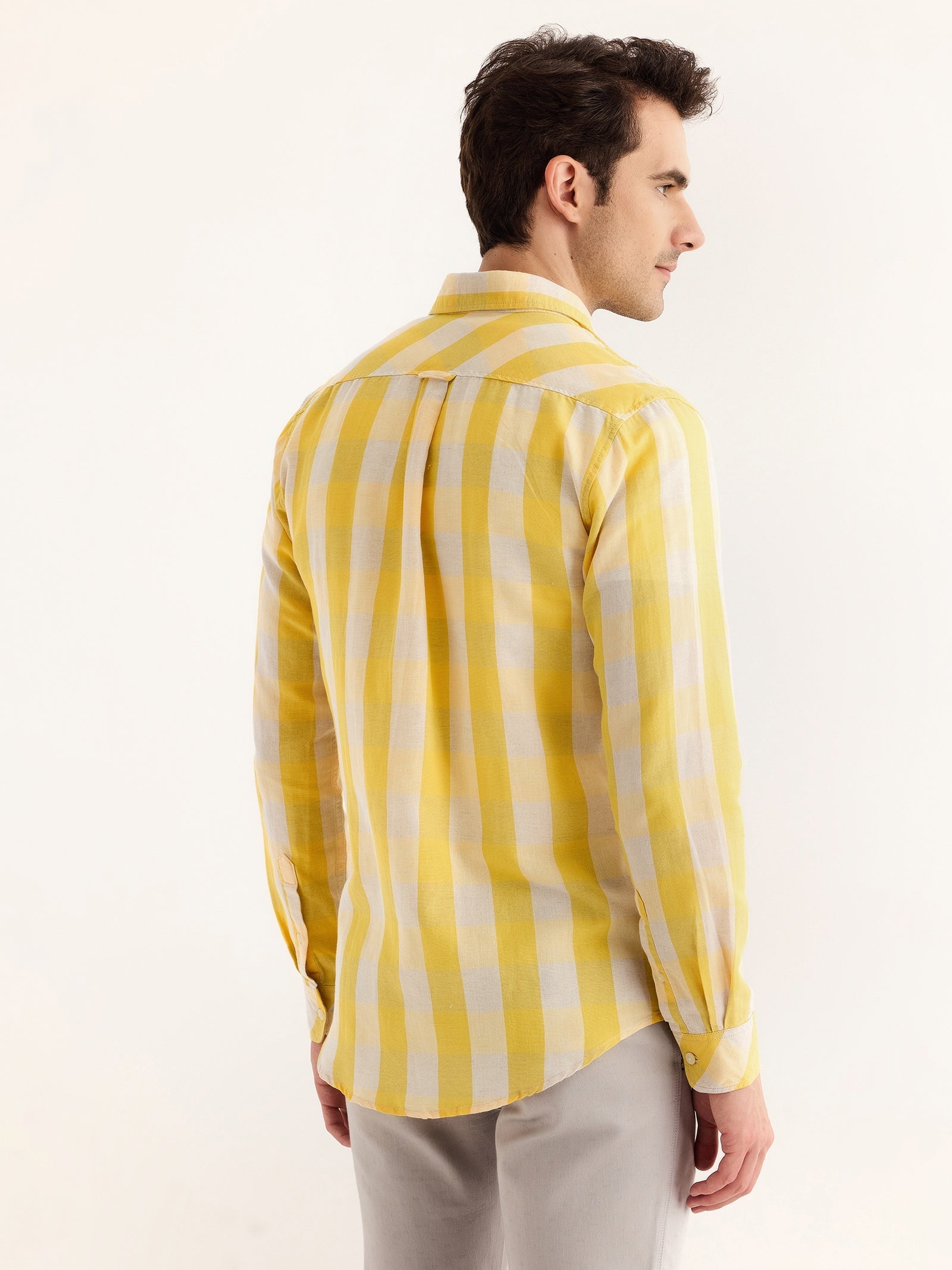 Yellow Checked Linen Shirt