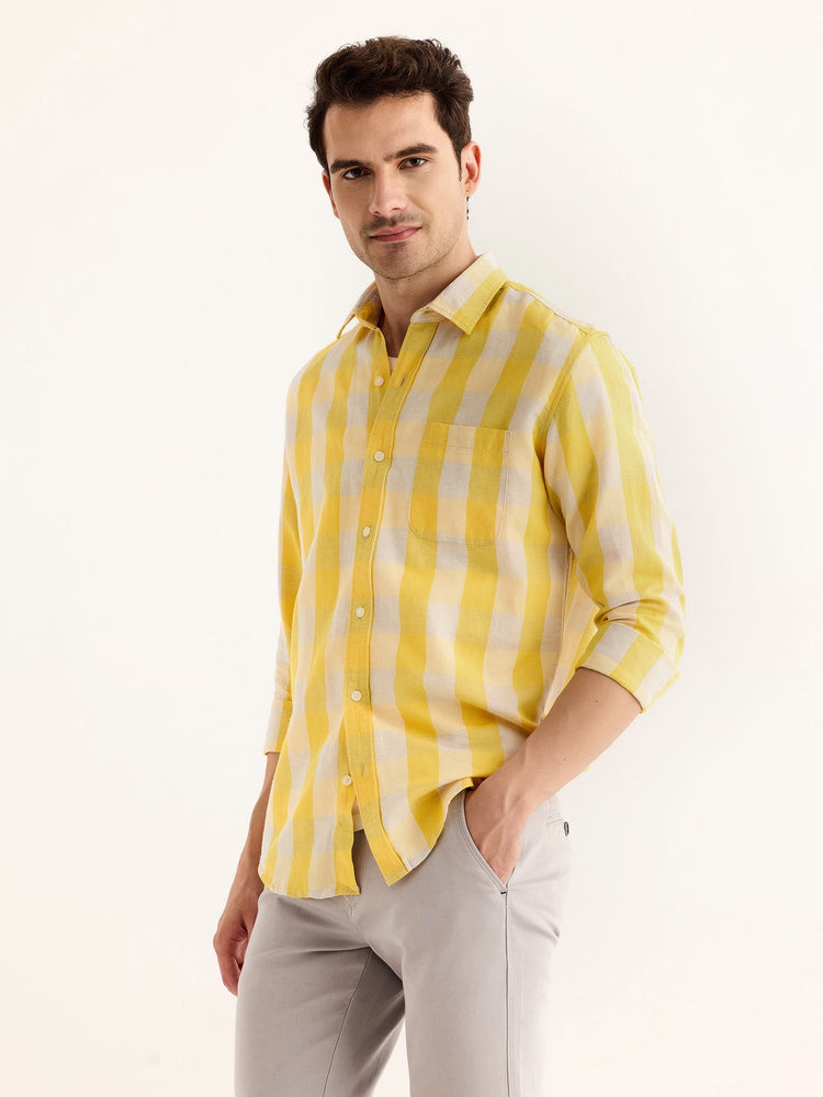 Yellow Checked Linen Shirt