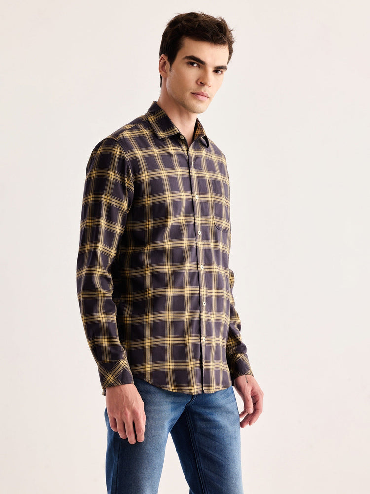 Grey Checked Stretch Shirt