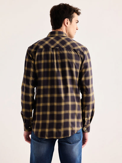 Grey Checked Stretch Shirt