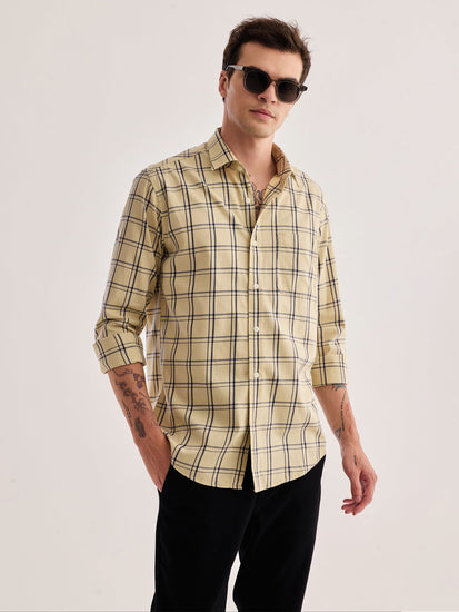 Cream Checked Shirt