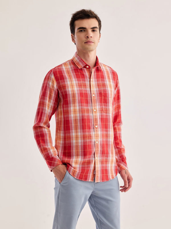 Red Checked Linen Shirt