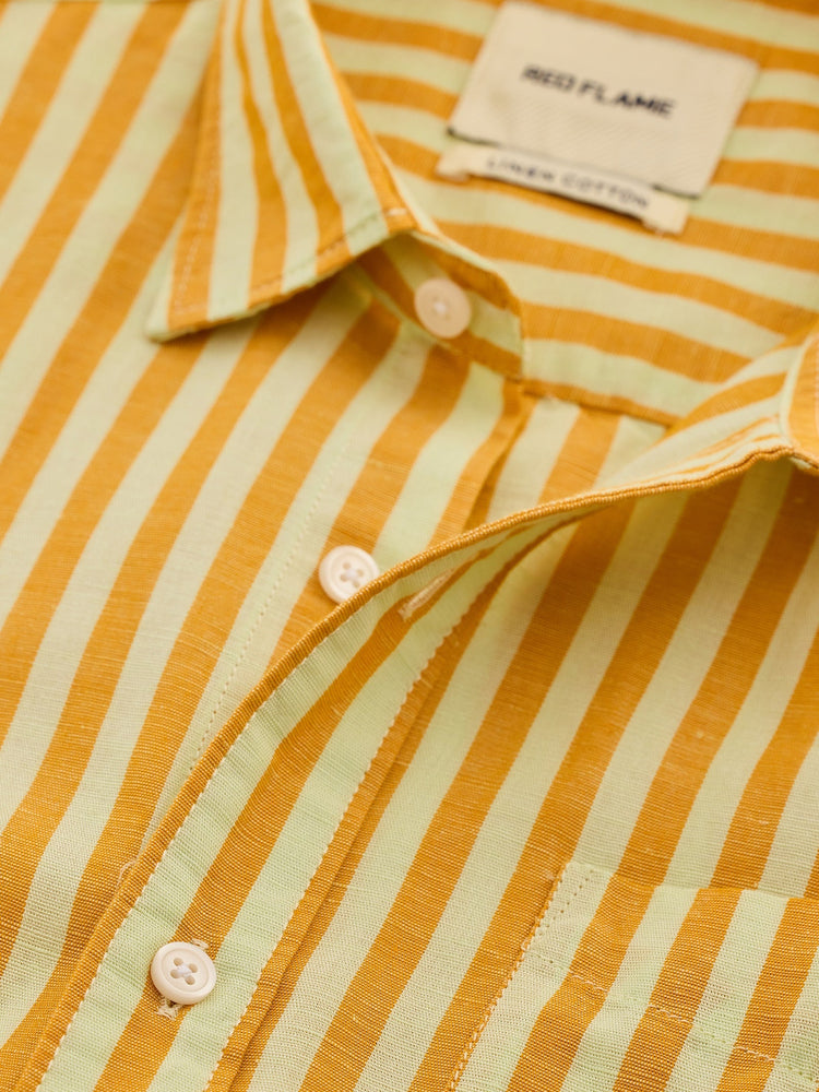 Orange Striped Linen Shirt