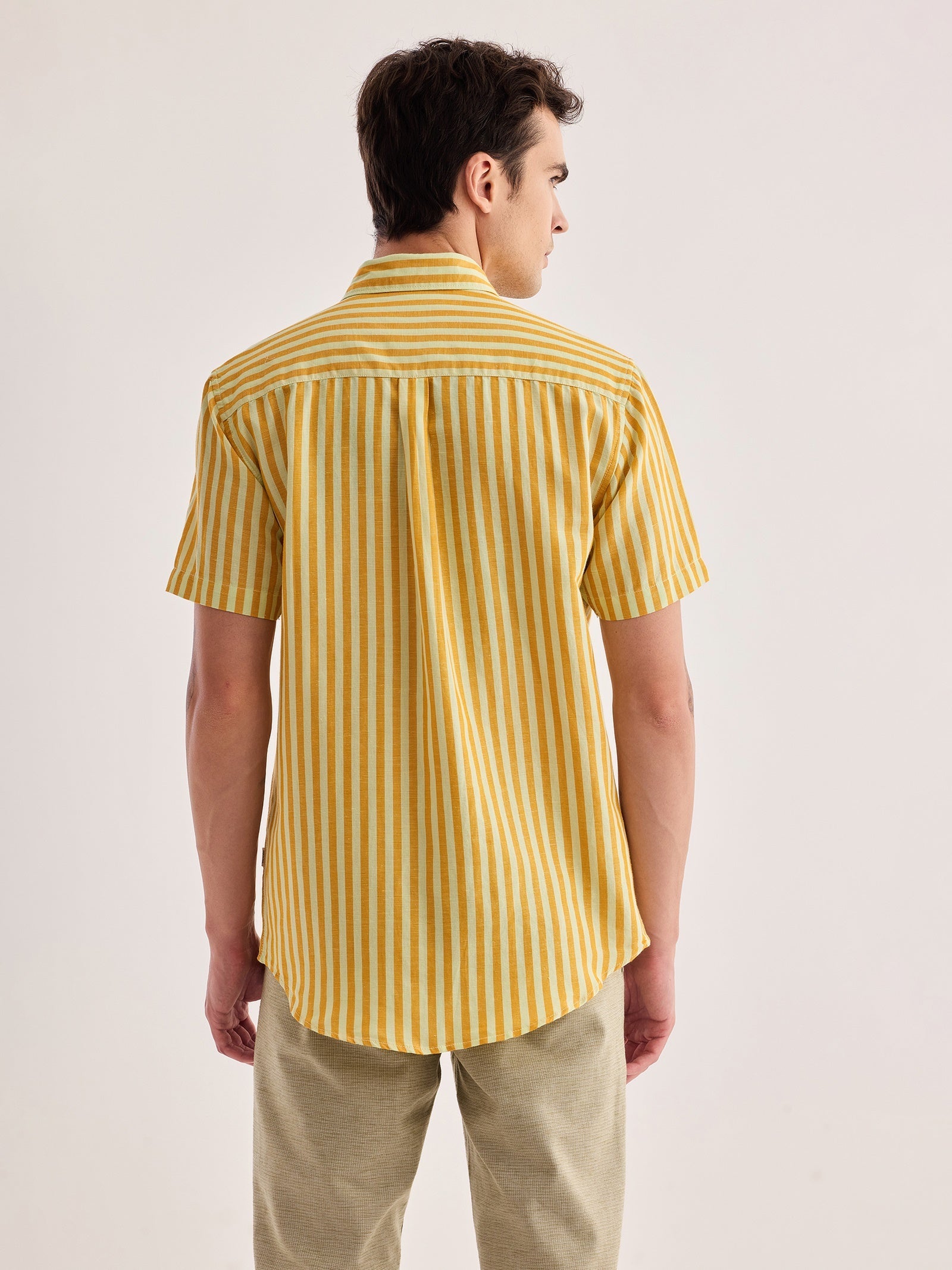 Orange Striped Linen Shirt