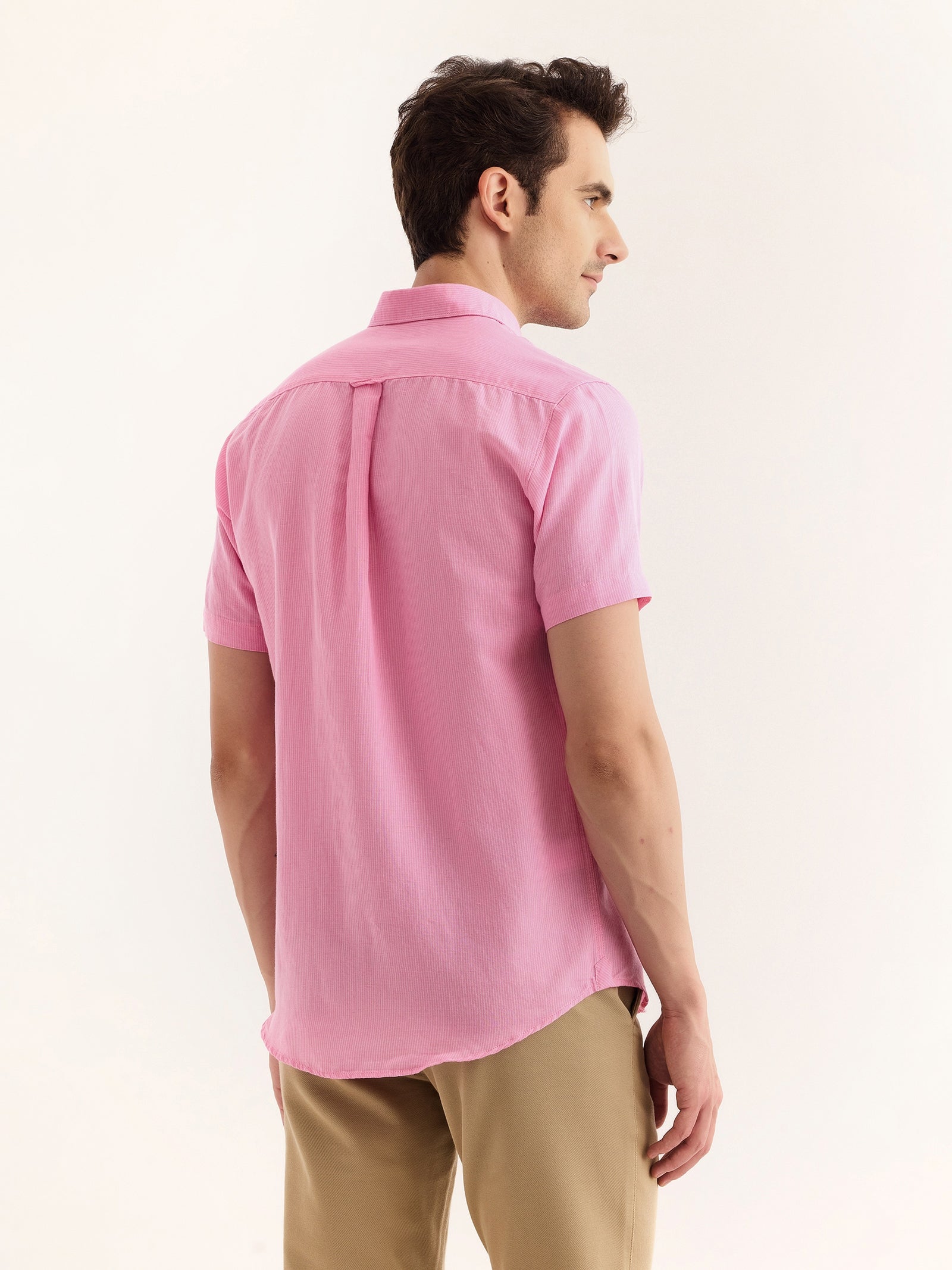 Pink Striped Linen Shirt