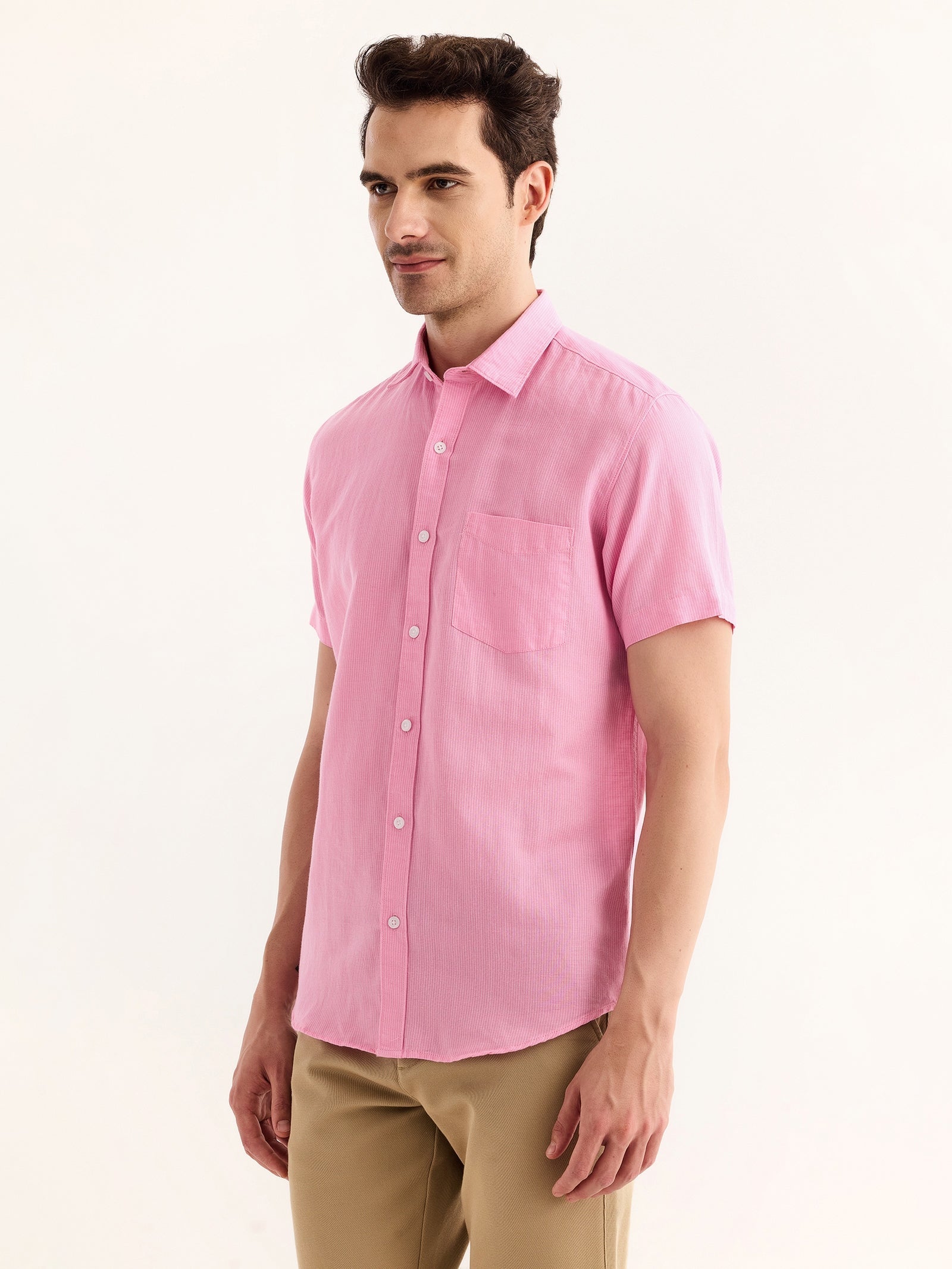 Pink Striped Linen Shirt