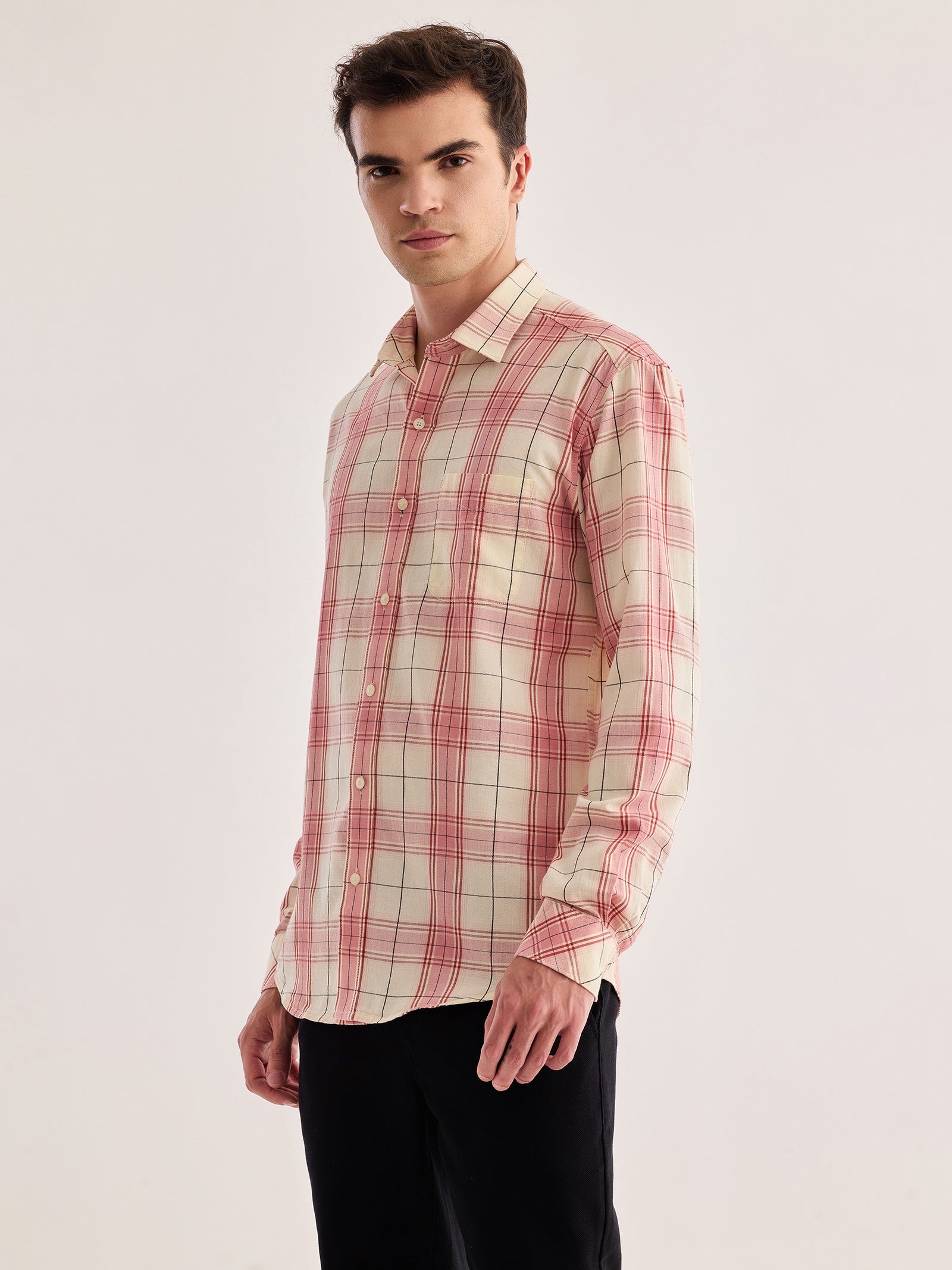 Cream Checked Shirt