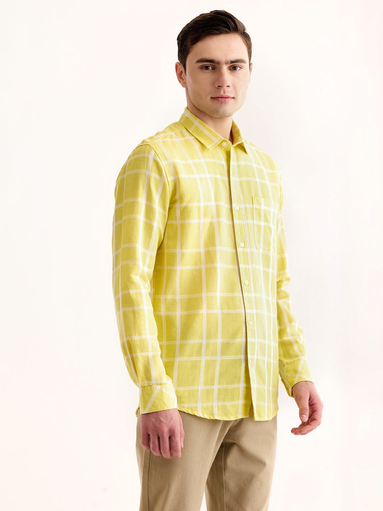 Yellow Checked Linen Shirt