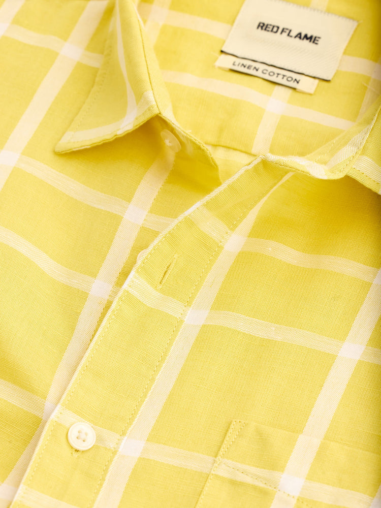 Yellow Checked Linen Shirt