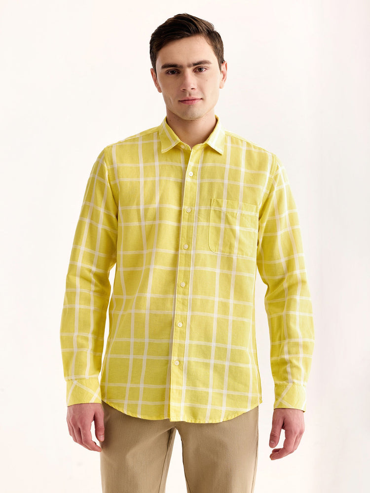 Yellow Checked Linen Shirt